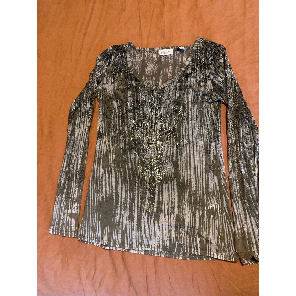 Miss Me Shirt Pullover Thin Longsleeve Rhinestone Large sku53